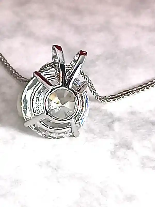 1.5 carat - Solitaire Diamond Pendant Necklace gift for her -8mm- SOLID 18K GOLD Necklace -18