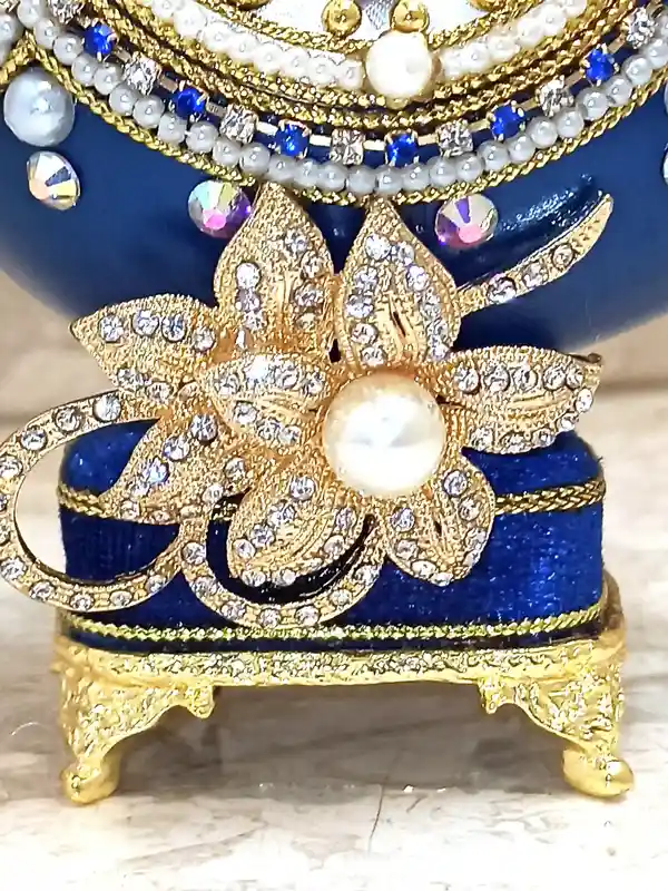 24K GOLD Faberge egg Pearl Trinket box & PEARL Necklace Bracelet SET Jewelry Box Faberge Egg Ornament gift set for her Music Box Faberge egg 