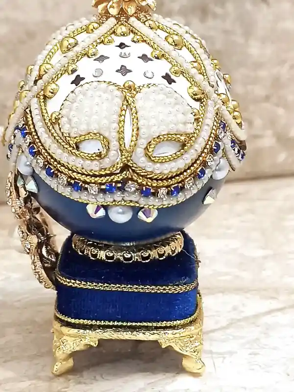 24K GOLD Faberge egg Pearl Trinket box & PEARL Necklace Bracelet SET Jewelry Box Faberge Egg Ornament gift set for her Music Box Faberge egg 