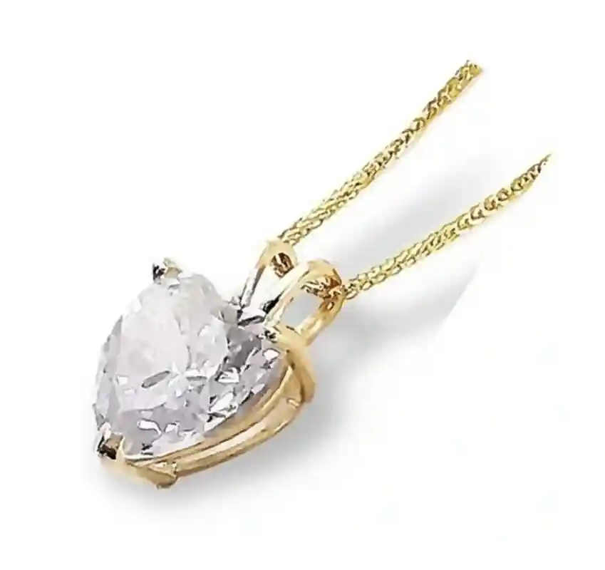 1.5 ctw Valentine's Day Diamond Heart Pendant Necklace SOLID 18k Yellow Gold Valentine Gift 18kt Solitaire Diamond Necklace Heart Jewelry 
