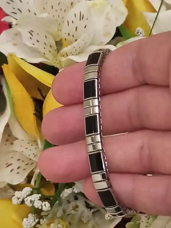 SILVER Onyx Memorial Bracelet for women and men/Remembrance bracelet/Memorial bracelet mom/Grief bracelet/Grief Jewelry/Memorial Jewelry Son 