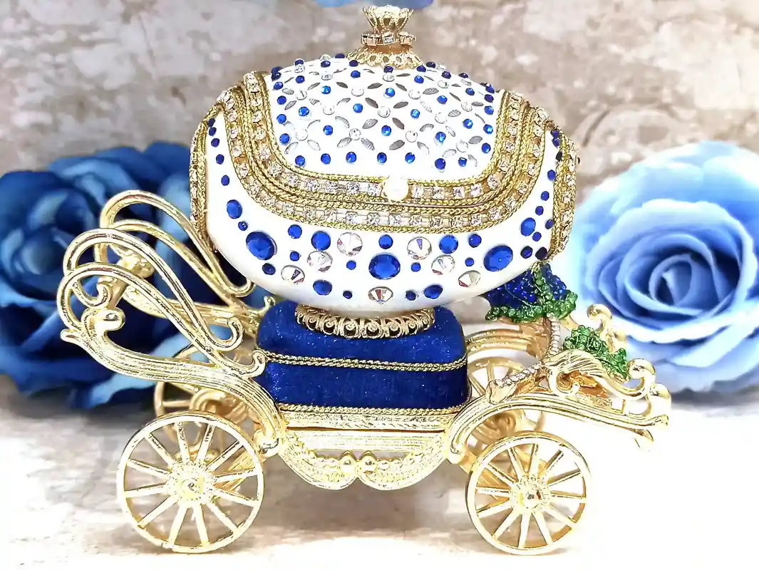 Blue Faberge-Style Egg style ONE of a KIND Luxury Wedding Gift, 430 Sapphires & Diamonds Natural Handcarved Egg 24k Daughter wedding gift from Mom 