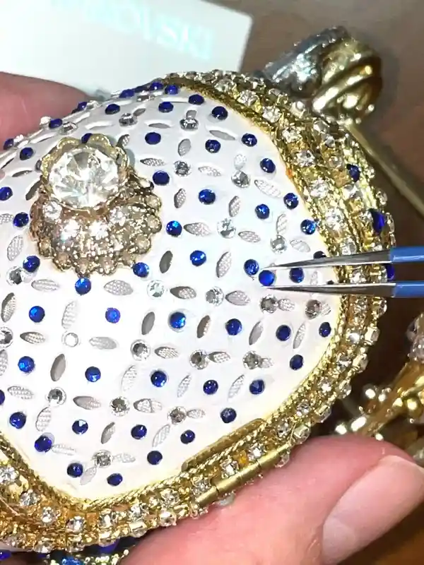 Blue Faberge-Style Egg style ONE of a KIND Luxury Wedding Gift, 430 Sapphires & Diamonds Natural Handcarved Egg 24k Daughter wedding gift from Mom 
