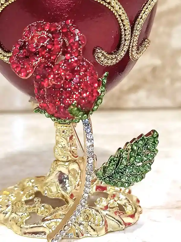 2014 Valentines Day Trinket Box Faberge-Style Egg Gold Faberge Necklace Faberge Egg Jewelry SET Valentine's Day Gift for her 10th Anniversary gift 