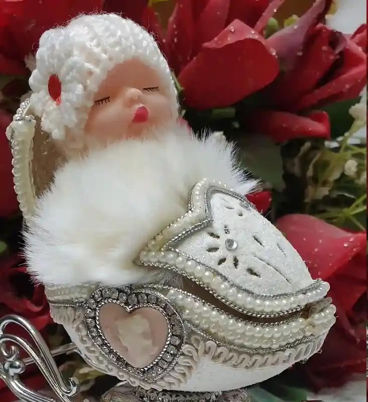 Antique Baby Faberge style Egg ONLYONEOF Musical Trinket NATURAL Egg Newborn Gift New Mom Gift Grandparent Baby Shower Ornament Fabrege 1981 