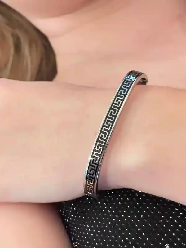 Silver Greek Key Jewelry/ Graduation gifts for her/ MEANDER Bracelet for women / Ancient Greece Gift/Symbolic Prosperity Luck Life Love/ 5mm 