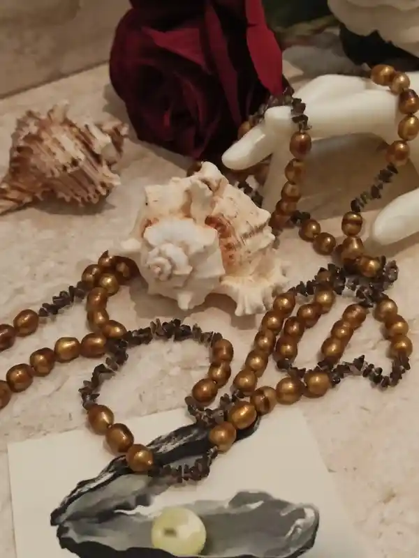 Vintage Gold Necklace Freshwater Pearl Jewelry/Long Pearl Necklace/Classic Pearl Necklace Gift for her/Fresh water Pearl Necklace Mother Day 