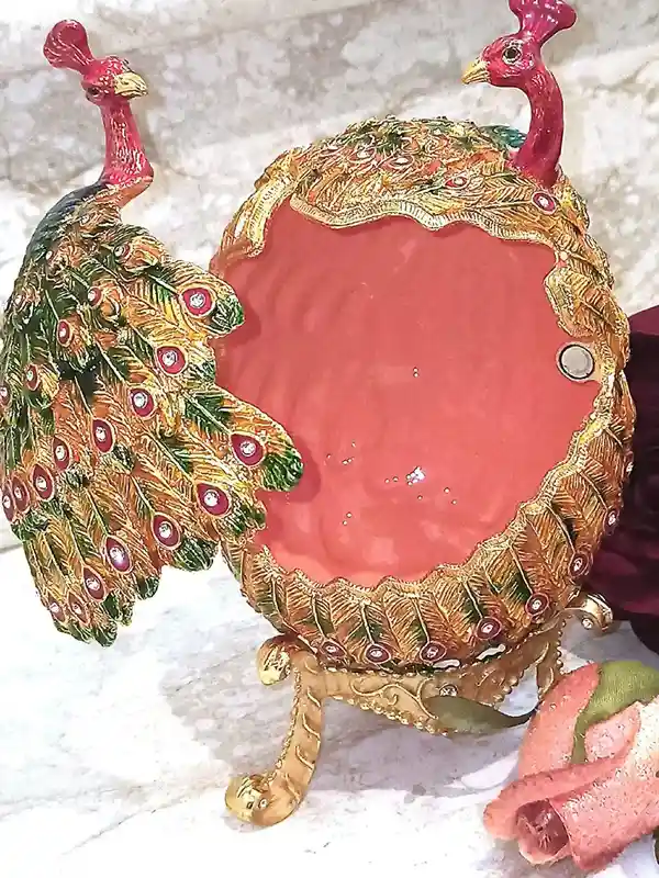 XL Rainbow Faberge Egg style 24k GOLD Faberge egg Peacock/Faberge Egg/ Trinket Box Couples Gift /Faberge egg Jewelry Box UNIQUE Wedding Gift 