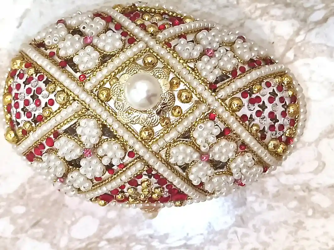 Faberge-Style EGG Ornament + Faberge-Style Egg NECKLACE + Ruby Gold Bracelet Maid Of Honor Gift Bridal Shower Gift MUSIC Birthday Gift for her 