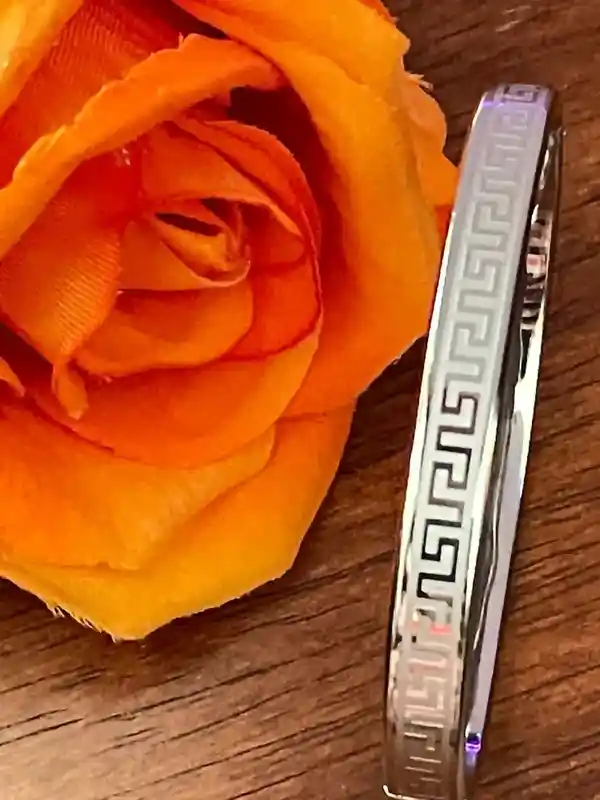 Designer Handmade Meandros/ Meander Bangle Bracelet/ Ancient Greek Jewelry/ Greek Key pattern / Gift for her/ 24k GOLD/ 5mm /pierrelorren 