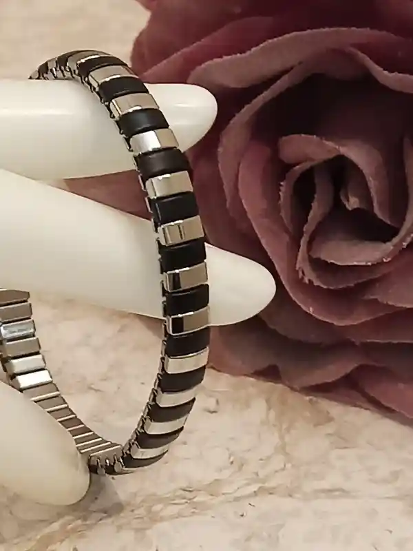 ONYX Silver Bracelet/HANDMADE Unisex Bracelet/Simple Black SILVER Bracelet/Birthday Jewelry gift/Minimal bracelet/Stack Bracelet Silver Gift 