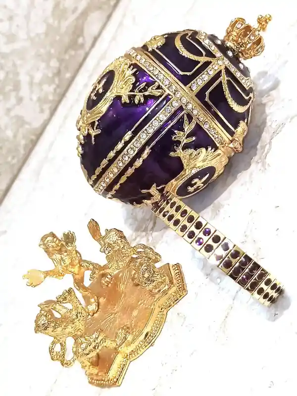 Faberge Style Egg box/Faberge Egg 24K GOLD 4ct Faberge Trinket Box/Faberge Egg Jewelry Boxes + 2ct Bracelet / Christmas Gift for women 