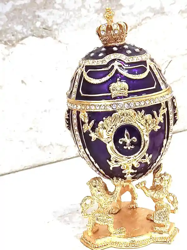 Faberge Style Egg box/Faberge Egg 24K GOLD 4ct Faberge Trinket Box/Faberge Egg Jewelry Boxes + 2ct Bracelet / Christmas Gift for women 