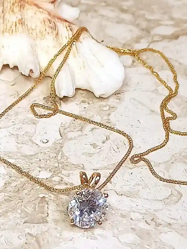 1.5ct Diamond Solitaire Necklace SOLID 18k GOLD BRILLIANT Cut Diamond Necklace 18