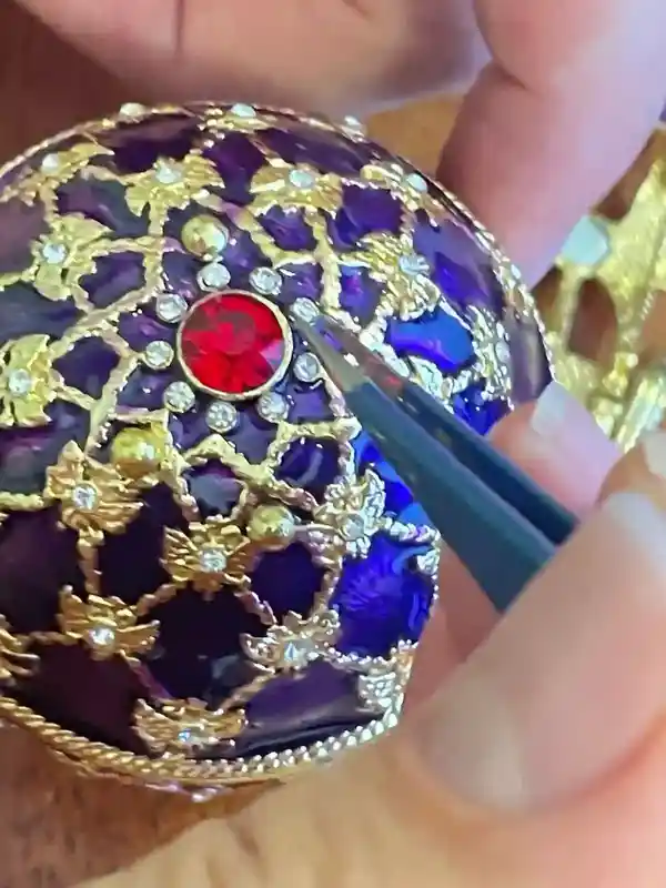 Amethyst Faberge Egg Carriage Trinket box Faberge Necklace Austrian Crystal Jewelry box SET Faberge Ornament Wife Jewelry box Faberge style 