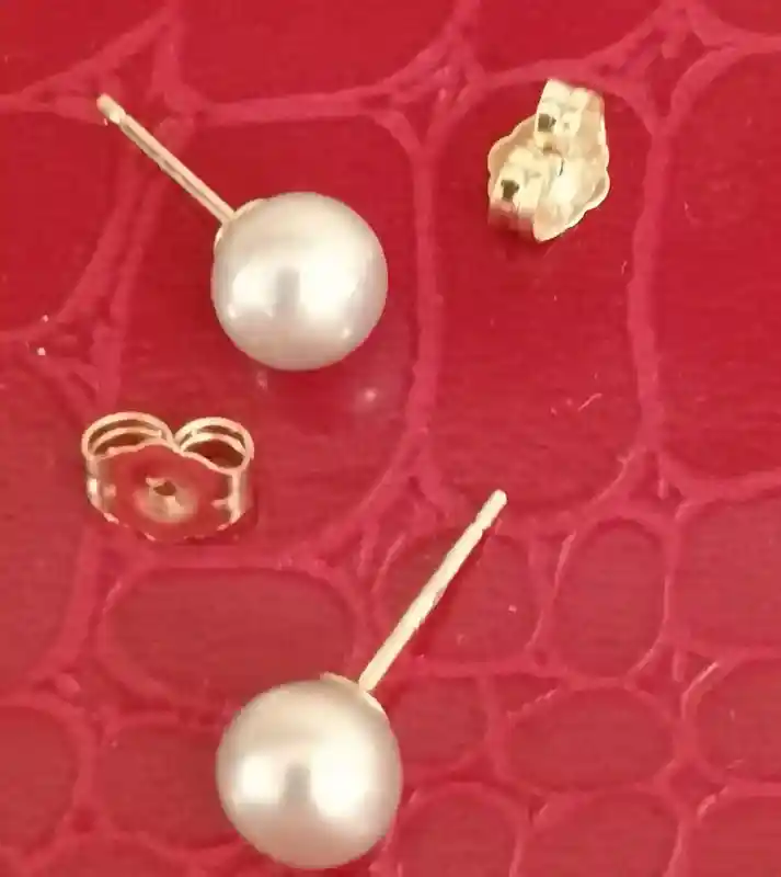 AKOYA Grey Natural Cultured Pearl stud earrings solid 18k Yellow GOLD South Sea Pearl AAA Anniversary Birthday gift for wife mother mom mum 
