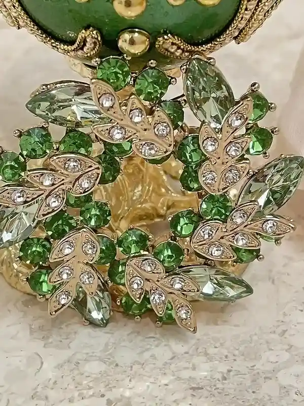 Emerald Faberge-Style Egg Ornament Faberge Home Decor Gift for women Faberge Egg Green Faberge Egg Jewelry box & Necklace Graduation Gift for her 
