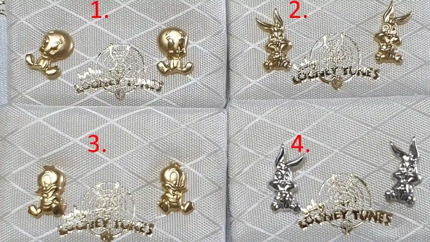 18kt White Gold Disney Stud Earrings Gift for Girls Bugs Bunny Original Looney Tunes/Stud Gold Earrings for Girl Cartoon Bugs Bunny Gift 18k 