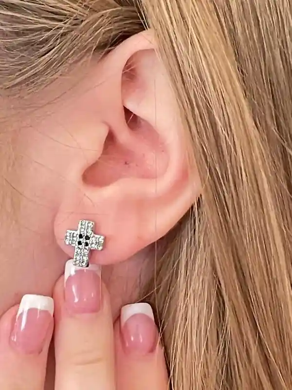 Limited Edition Diamond Christian Jewelry Set Silver Cross Necklace Cross Pendant Cross Earrings Cross Bracelet Cross Communion Jewelry Set 