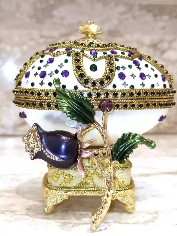 One of a Kind Unique gifts for her- Faberge style EGG - Faberge Egg PENDANT - AMETHYST Bracelet -Statement Jewelry- Mother of the groom gift 