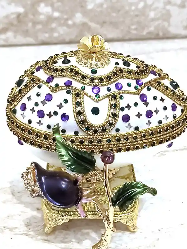 One of a Kind Unique gifts for her- Faberge style EGG - Faberge Egg PENDANT - AMETHYST Bracelet -Statement Jewelry- Mother of the groom gift 