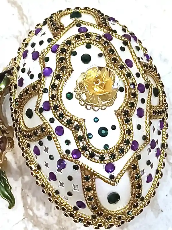 One of a Kind Unique gifts for her- Faberge style EGG - Faberge Egg PENDANT - AMETHYST Bracelet -Statement Jewelry- Mother of the groom gift 