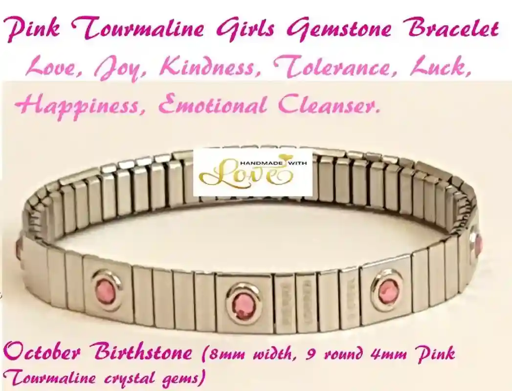 Girls SILVER Bracelet SWARVOSKI/Teenage Girl Birthday Gift/Pink Gemstone Bracelet/October Birthstone Jewelry/Girlfriend bracelet Sister Gift 