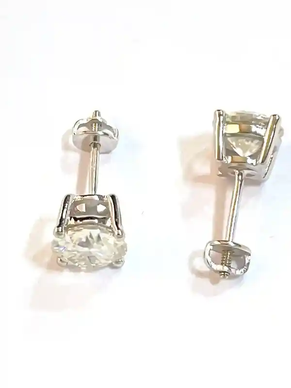 6.5mm Certified Lab Grown DIAMOND Earrings SOLID 18k White GOLD VVS1 2ct Round Diamond Stud Earrings 4 Prong Daily Stud Earring gift for her 