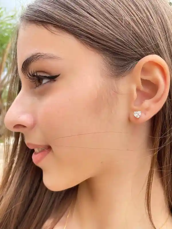 2 carat Diamond Earrings Heart Stud SOLID 18K GOLD Jewelry Wedding Earrings for Bride Heart Diamond Fiance Engagement gift for Bridal Shower