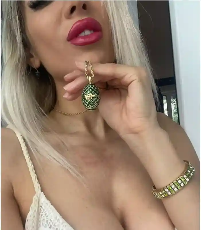 Faberge-Style Emerald NECKLACE Pendant & BRACELET for women 24KGOLD Jewelry set Young Lady Birthday present Anniversary Gift Idea for girlfriend 