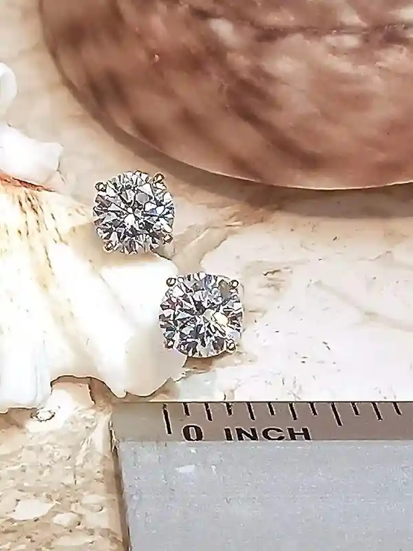 2ct Diamond Stud Earrings Yellow Gold Earrings 18k Solid Gold Diamond Jewelry Yellow Gold Stud Her Wedding Earring Bridal Jewelry Christmas 