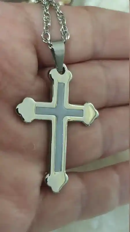 Silver Cross Pendant NECKLACE /Religious Cross Christian gifts for women Pendant Necklace Jewelry for her HANDMADE/Chain 16