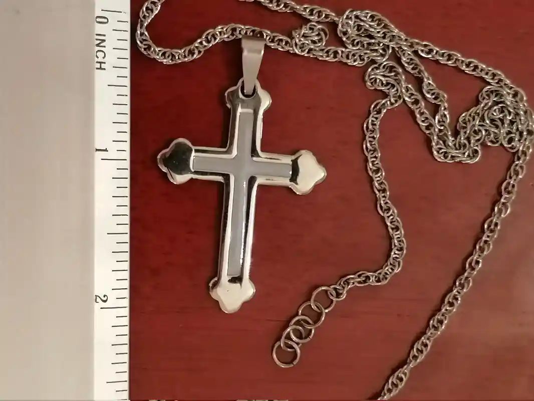 Silver Cross Pendant NECKLACE /Religious Cross Christian gifts for women Pendant Necklace Jewelry for her HANDMADE/Chain 16