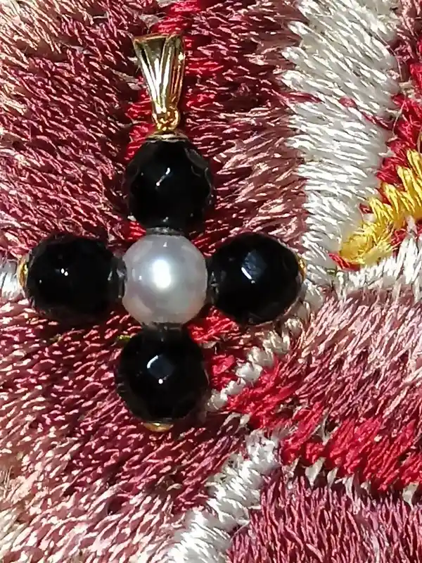 Graduation Cross Pearl for Jewelry 18k GOLD Pendant Cross Crucifix for girlfriend Birthday Christian Cross ONYX GEMSTONE Cross Jewelry women 