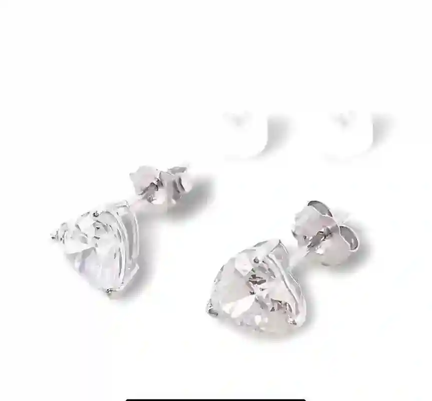 2 ctw Heart Earrings Diamond Studs 18k White Gold Earrings Heart Diamond Jewelry Bridal Earrings Heart Shape Diamond HANDMADE Christmas gift 