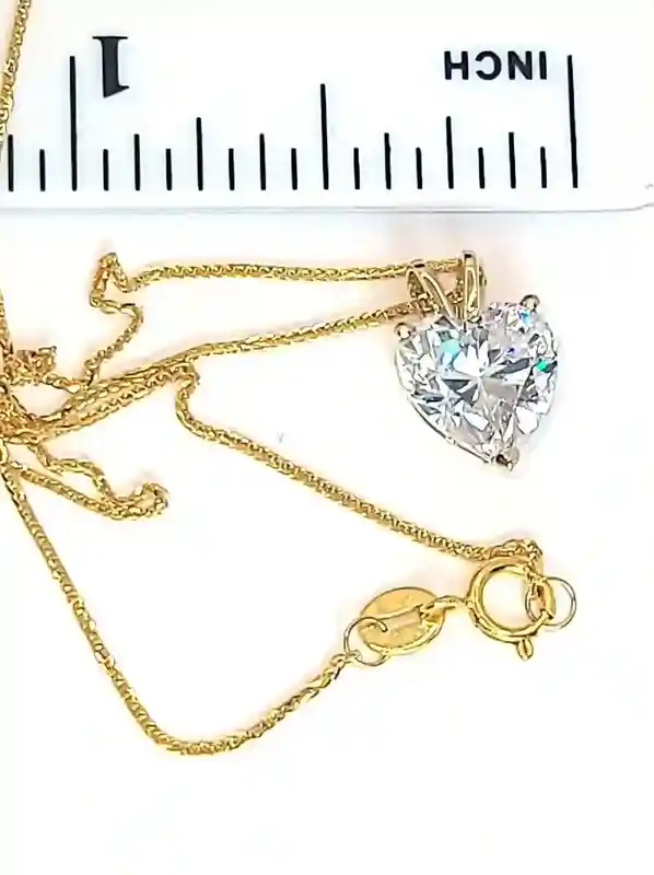 SOLID 18k Yellow Gold, Heart Diamond Solitaire Pendant, Heart Necklace Diamond Pendant, Heart Shaped Diamond Jewelry, Christmas Anniversary 