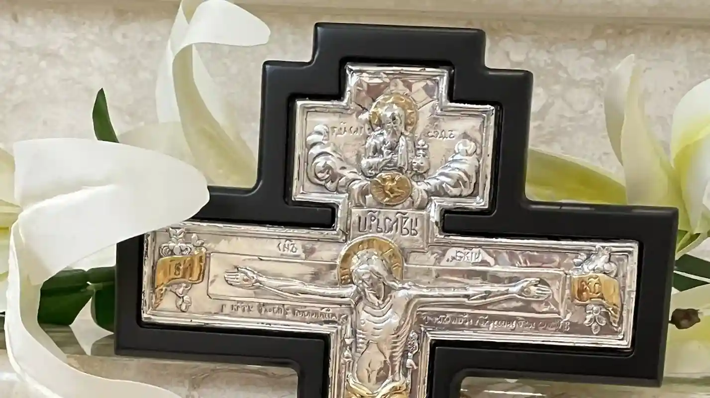 Antique Crucifix Cross, Orthodox Icon, Greek Icon, Byzantine Wall Cross, SOLID Sterling SILVER, Jesus Christ Wall Hanging Cross, Religious 