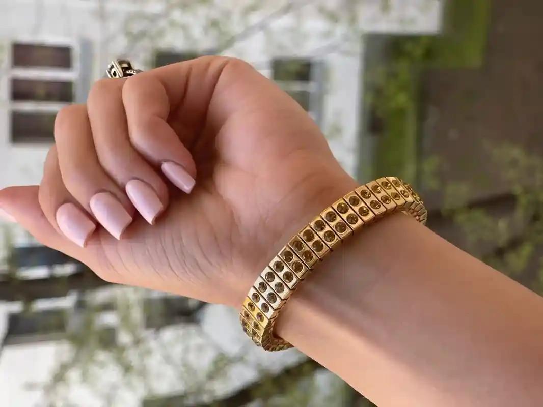 2ct, Citrine bracelet, 24k GOLD, GEMSTONE bracelet, Citrine, November birthstone bracelet for women, Citrine Jewelry, 96 HANDSET Gemstones 