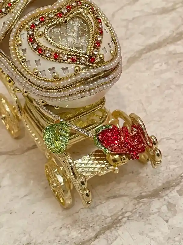 RUBY Faberge-Style Egg Music Faberge Music box HANDCARVED 24k Gold & Faberge Necklace Faberge Egg style Gift for her 35th Wedding Anniversary gift 