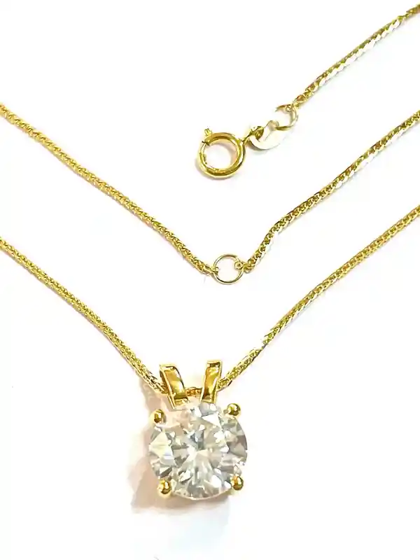 2 carat Diamond Necklace SOLID GOLD 18k Diamond Pendant Luxury Round Solitaire Pendant Fine Jewelry gift for her GRA Certified Diamonds VVS1 