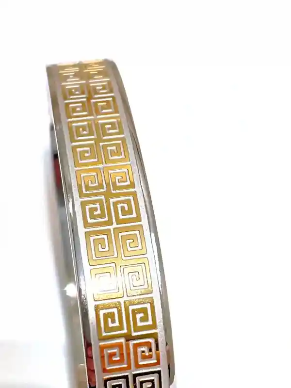 Handmade Silver Meander Bracelet/ Greek Key Bangle / Greek Jewelry Meander Bracelet / Ancient Greek Key Bracelet / 24K GOLD gift for her 