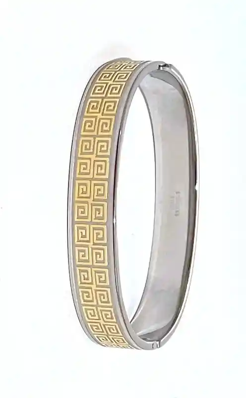 Handmade Silver Meander Bracelet/ Greek Key Bangle / Greek Jewelry Meander Bracelet / Ancient Greek Key Bracelet / 24K GOLD gift for her 