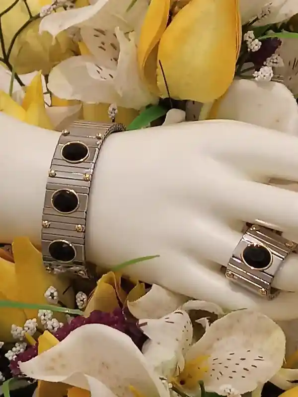 Silver Black Onyx Bracelet and Ring/Black Onyx Jewelry/Gemstone Bracelet for women/Birthday Gift/Womens Jewelry/Elegant Jewelry/Gift for her 