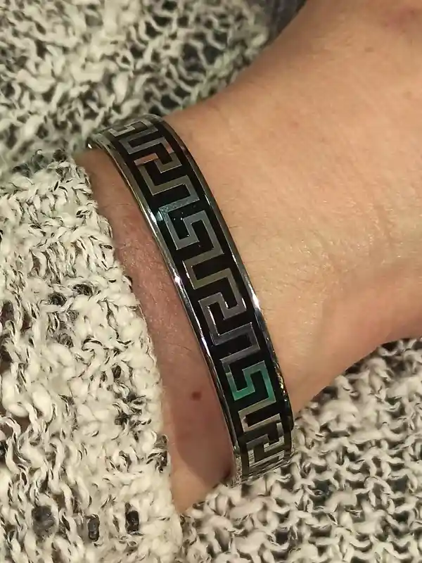 Unisex Jewellery Greek Gift Bangle Bracelet/Ancient Greek Bracelet Silver Key Jewelry 12mm/Meander Bracelet/Silver Cuff Bracelet/Open Bangle 