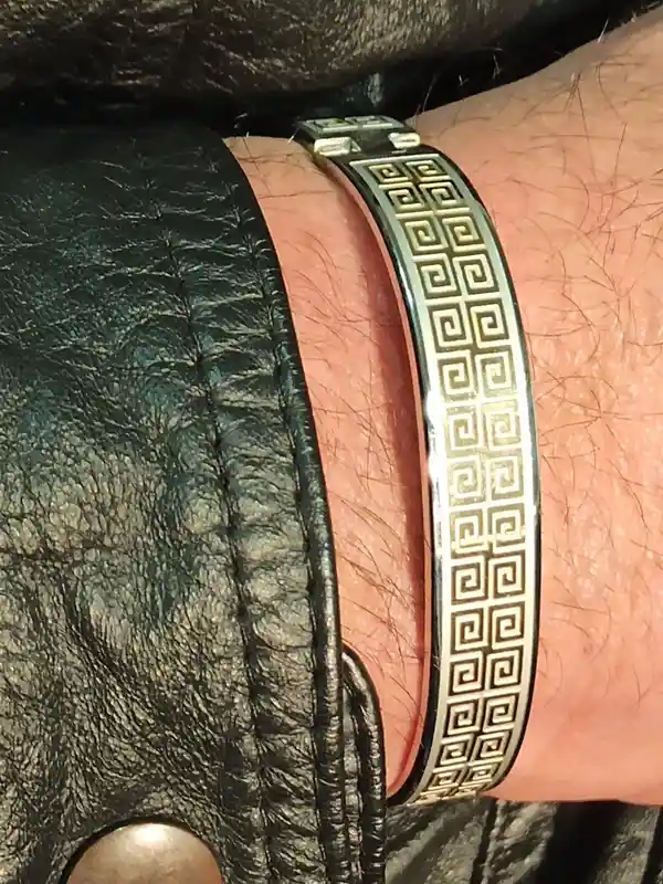 Unisex Jewellery Greek Gift Bangle Bracelet/Ancient Greek Bracelet Silver Key Jewelry 12mm/Meander Bracelet/Silver Cuff Bracelet/Open Bangle 