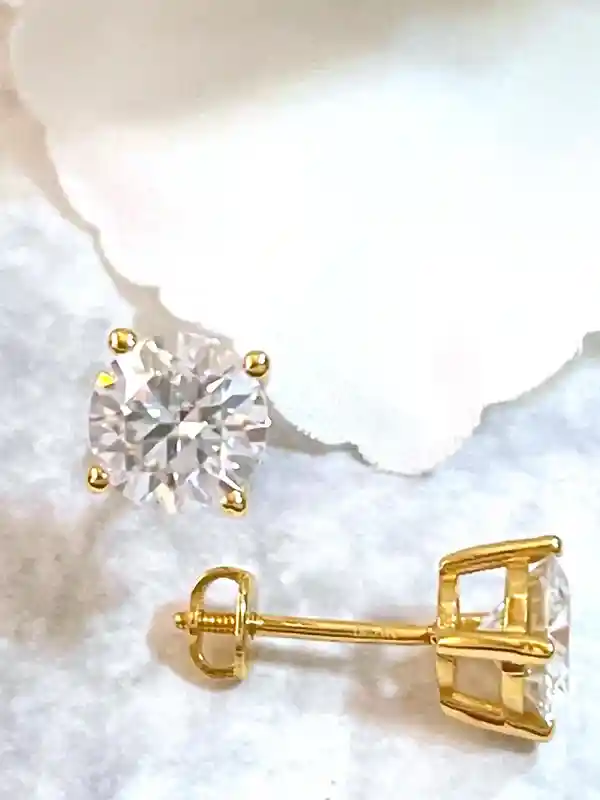 2ct - Solid 18k Gold Jewelry -Diamond Earrings, Round Diamond Studs, Solitaire Earrings, Anniversary Gift for her, Diamond Everyday Earrings 