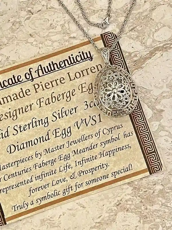 1983, Imperial Egg, Faberge-Style Egg Music, Handcarved REAL Egg PLUS, Faberge Jewelry, 3 carat DIAMOND Faberge Egg Necklace,40th Anniversary gift 