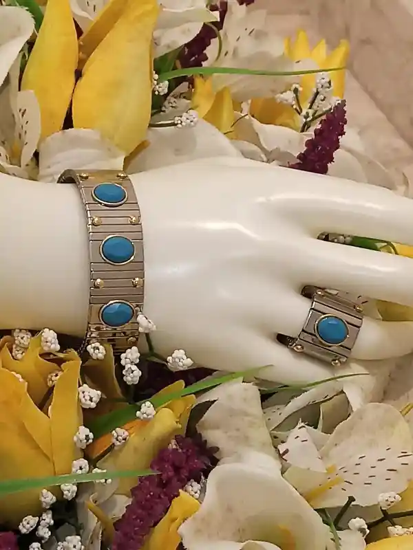 9ct Aquamarine Bracelet Ring SET 19mm SILVER Swarovski Blue Gemstone Bracelet Jewelry/ HANDMADE Jewelry for women/March Birthstone/Gift Idea 