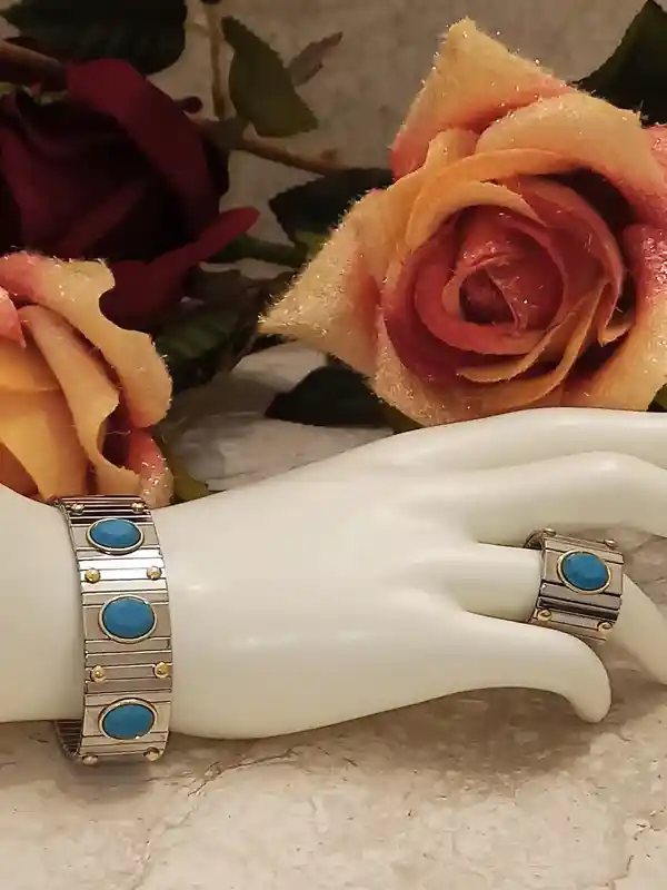 9ct Aquamarine Bracelet Ring SET 19mm SILVER Swarovski Blue Gemstone Bracelet Jewelry/ HANDMADE Jewelry for women/March Birthstone/Gift Idea 