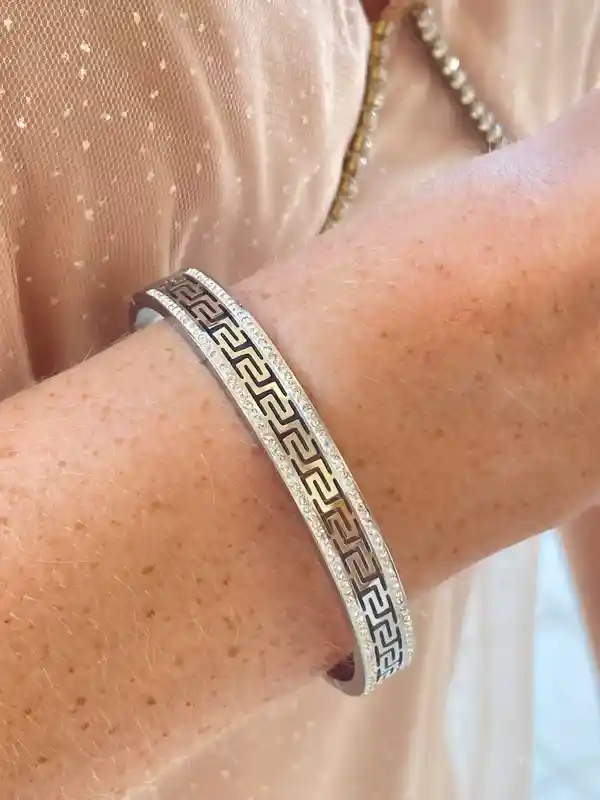 Greek Key Bracelet Meander Bracelet Greek Jewelry 18k White Gold Bracelet Vermeil Greek Meander Greek Key Jewelry SUCCESS VICTORY gift women 